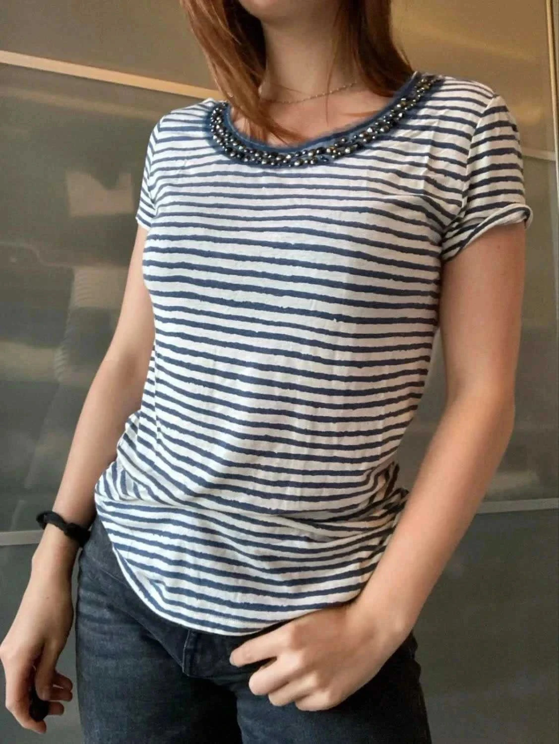 T-shirt met marinière, maat M – photo 2